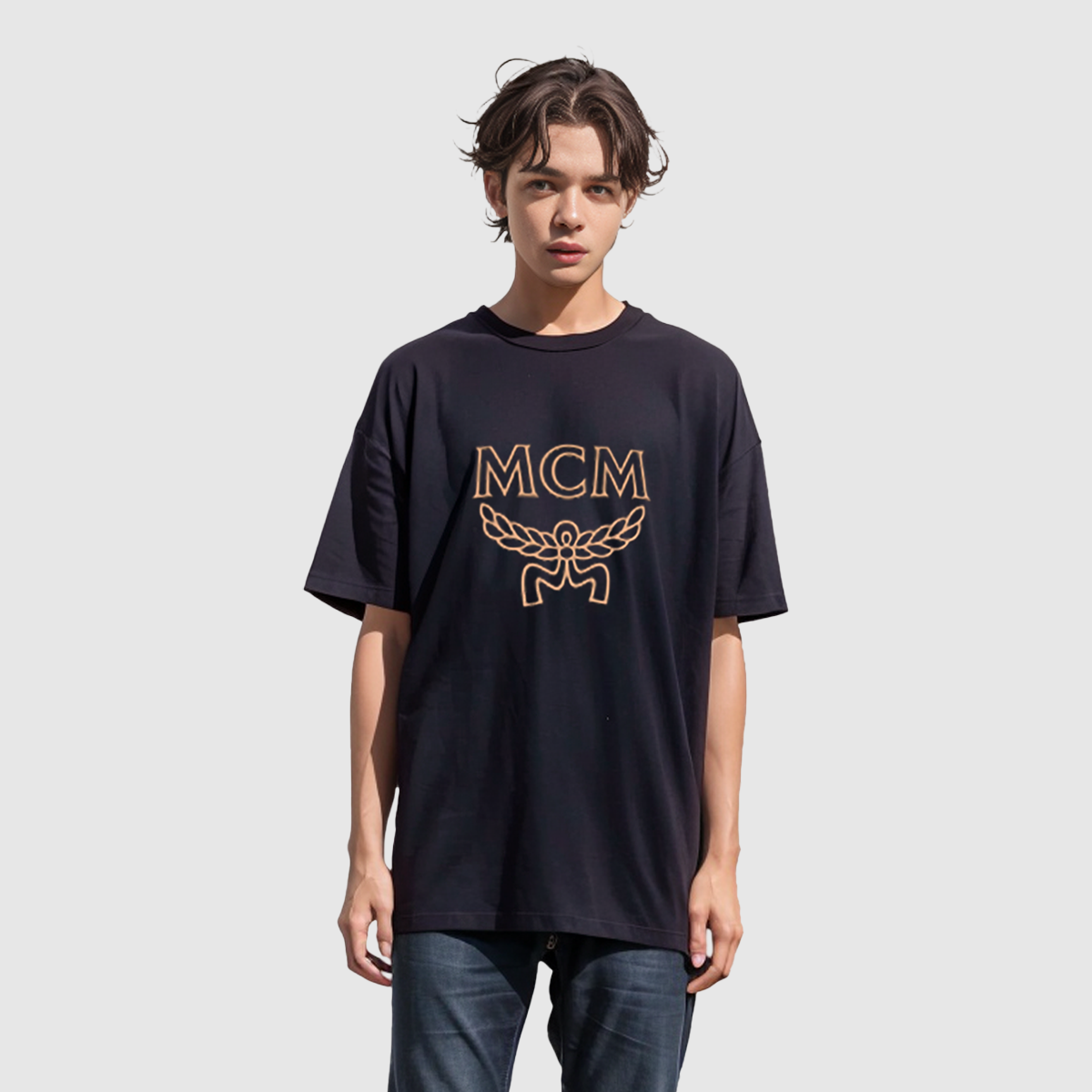 Purchase MCM Black Loose Fit Letter Logo Crewneck T-Shirt. MHTBSMM09-B200