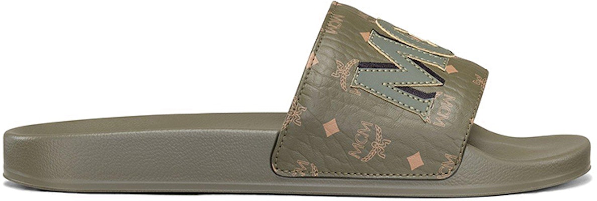 MCM Calfskin Slide 'Dark Green' MEXAAMM16JH041 Order MCM Calfskin Slide 'Dark Green' MEXAAMM16JH041