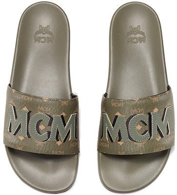 MCM Calfskin Slide 'Dark Green' MEXAAMM16JH041 Shop MCM Calfskin Slide 'Dark Green' MEXAAMM16JH041