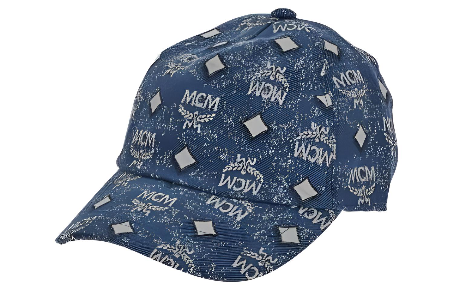 MCM Casual Letter Print Baseball Cap Unisex Couple Style Blue MECBATQ01LE