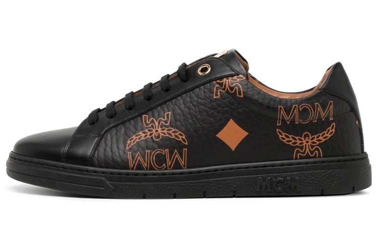 MCM Classic Logo Print Low Top 'Black Leather' MEXDATD01BK