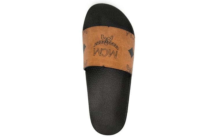 MCM Classic Logo Print Round Toe Slide 'Brown' 圖 3