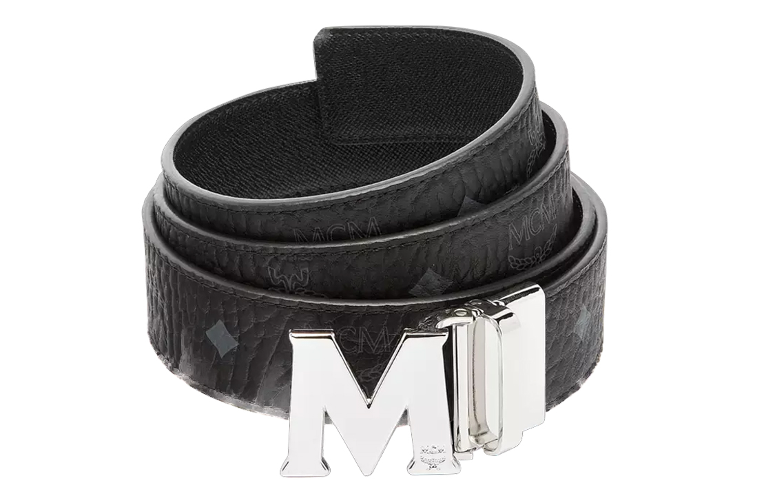 MCM Claus Visetos Reversible Belt Black 3.5cm  Smooth Buckle MXBAAVI02BK001