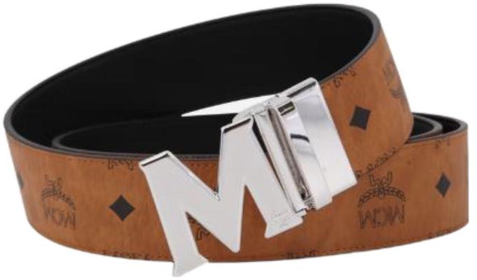 MCM Coated Canvas Reversible Belt Unisex Black Cognac Silver 4.3cm MXBAAVI01CO001 Buy MCM Coated Canvas Reversible Belt Unisex Black Cognac Silver 4.3cm MXBAAVI01CO001