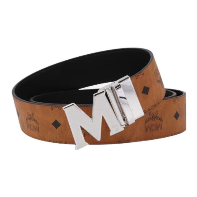 Order MCM Coated Canvas Reversible Belt Unisex Black Cognac Silver 4.3cm MXBAAVI01CO001