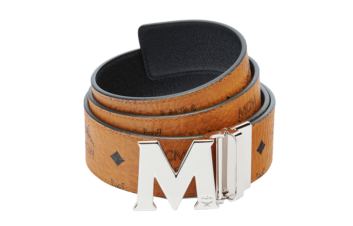Purchase MCM Coated Canvas Reversible Belt Unisex Black Cognac Silver 4.3cm MXBAAVI01CO001