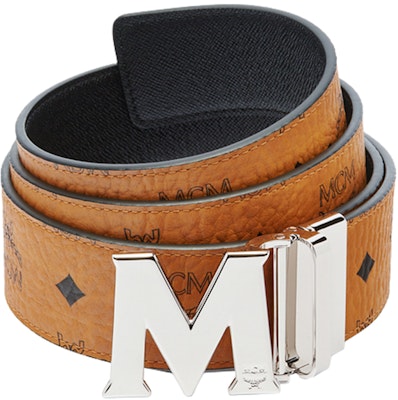 MCM Coated Canvas Reversible Belt Unisex Black Cognac Silver 4.3cm MXBAAVI01CO001 Purchase MCM Coated Canvas Reversible Belt Unisex Black Cognac Silver 4.3cm MXBAAVI01CO001