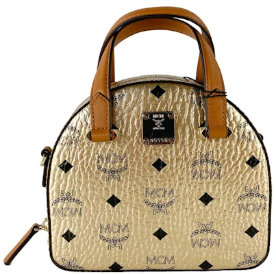 MCM 鑽石Logo Visetos金色迷你圓頂托特包Berlin款 Buy MCM 鑽石Logo Visetos金色迷你圓頂托特包Berlin款
