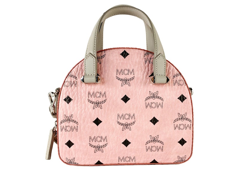 MCM Diamond Logo Visetos Mini Round Top Tote Bag Soft Pink 圖 2