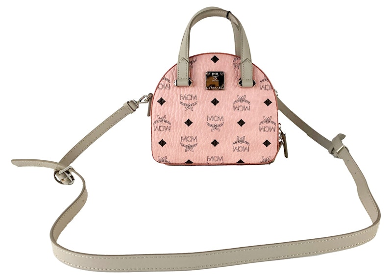 MCM Diamond Logo Visetos Mini Round Top Tote Bag Soft Pink 圖 3