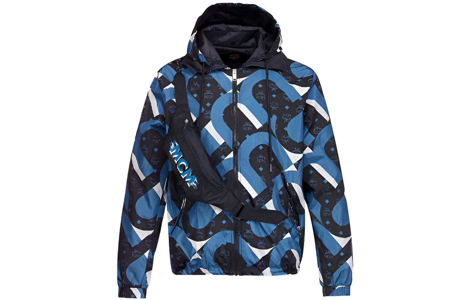 MCM FW21 All-Over Print Hoodie Jacket Blue MHJBASX01H9
