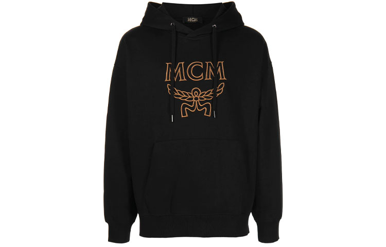 MCM FW22 Logo Embroidered Pullover Sweatshirt Black MHACSMM02BK