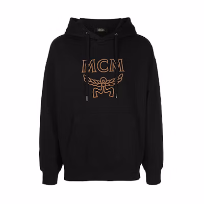 MCM FW23 Floral Logo Organic Cotton Hoodie Black Pullover Sweater MHAESMM01BK00