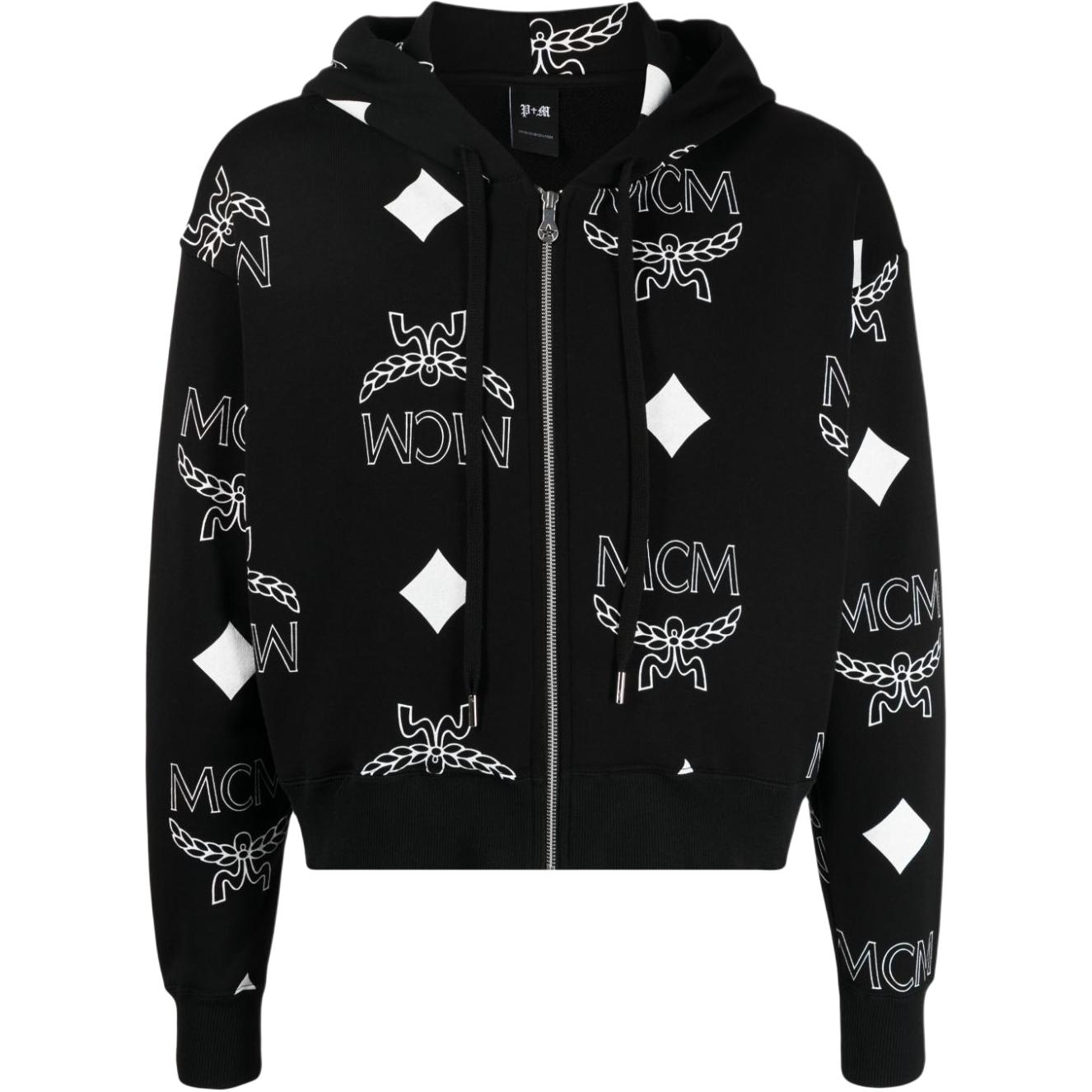 MCM FW23 Patterned Logo Print Hoodie Casual Wear MHADAJP02BK00L