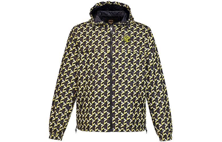 MCM Geometric Logo Print Hooded Jacket Yellow - Outerwear MHJCSCK07YW