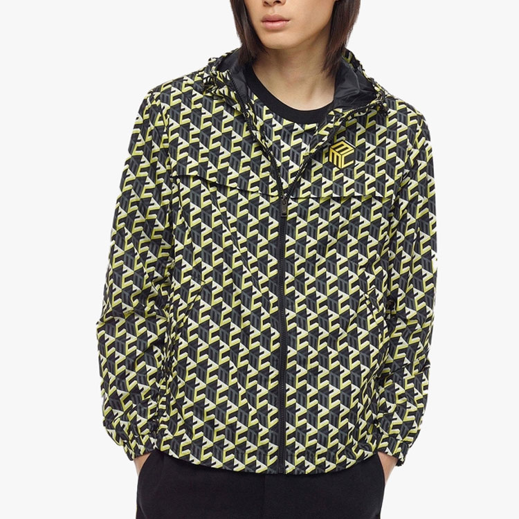 Shop MCM 幾何標誌印花連帽外套 黃色 - 外套 MHJCSCK07YW