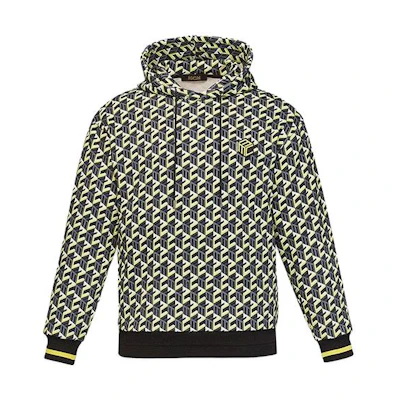 MCM Geometric Print Loose Fit Hoodie Yellow Long Sleeve MHACSCK02YW