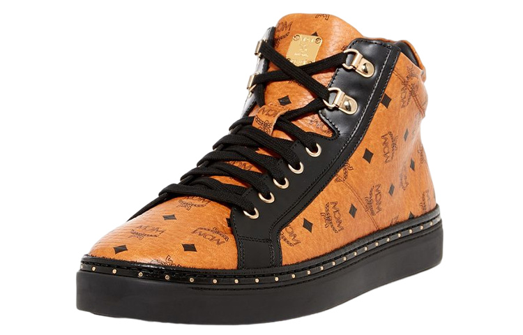 MCM High-Top Lace-Up Round-Toe Fashion Sneakers 'Orange' MEN5A2I02CO