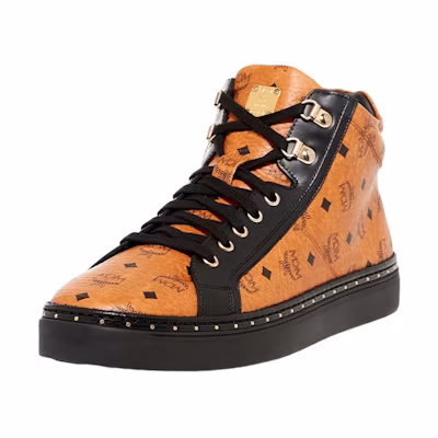 MCM High-Top Lace-Up Round-Toe Fashion Sneakers 'Orange'
