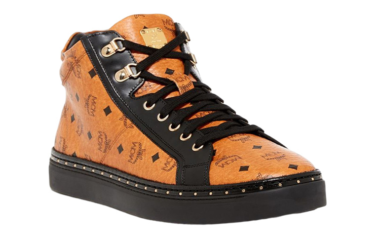 MCM High-Top Lace-Up Round-Toe Fashion Sneakers 'Orange' 圖 2