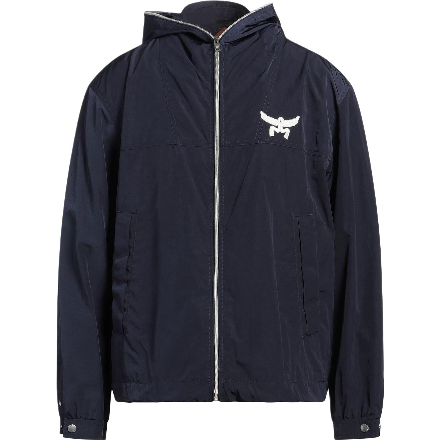 MCM Laurel Logo Recycled Nylon Windbreaker Jacket Blue MHJESBC05VD00L