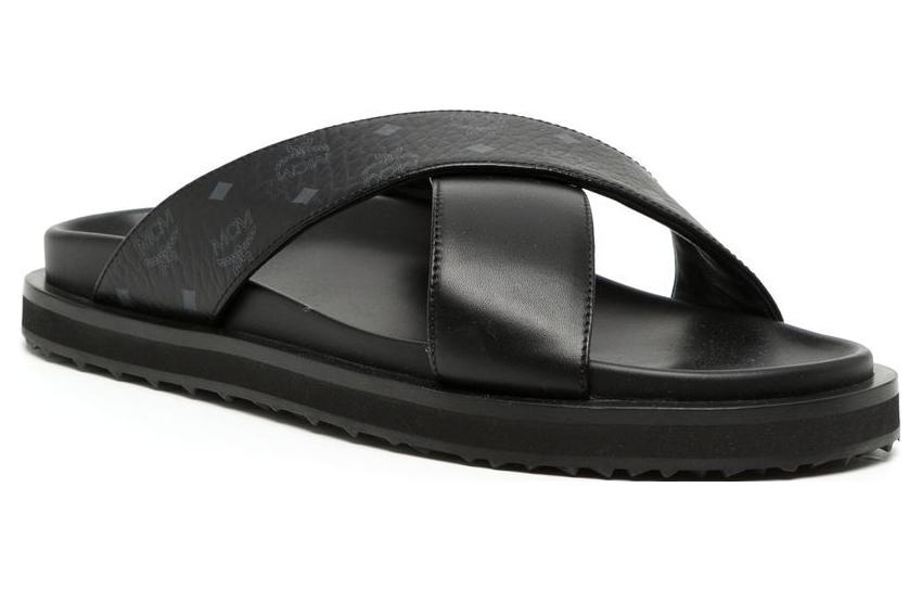 Order MCM 皮革拖鞋 '黑色舒适人字拖' MEXDSMM08