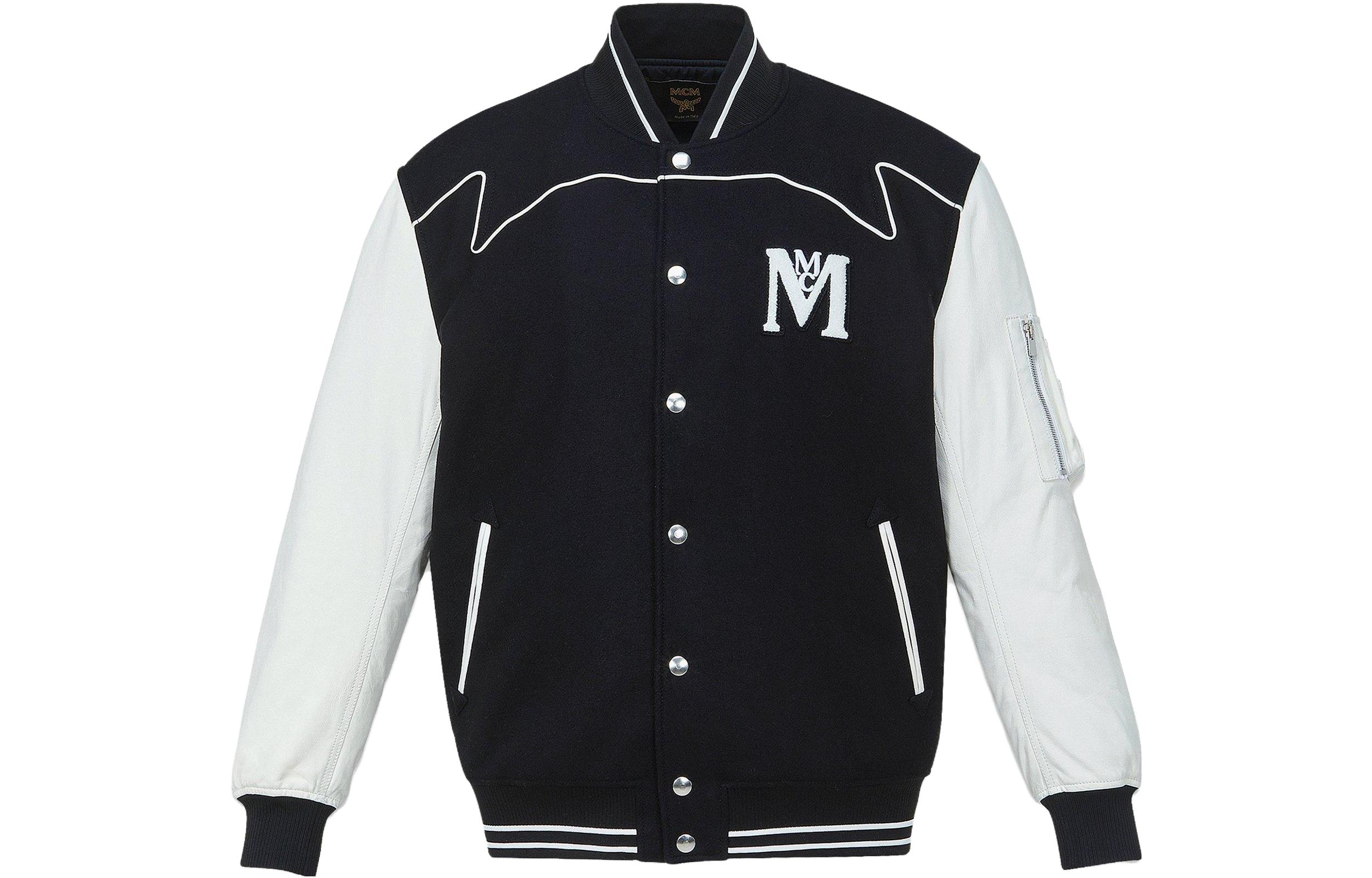 MCM Logo Brass Studded Jacket Black lettering Print MHJDAMM04BK00L