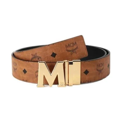 MCM Logo Coated Canvas Leather Reversible Belt, Cognac, 4.5cm Wide MXB6AVI04CO001