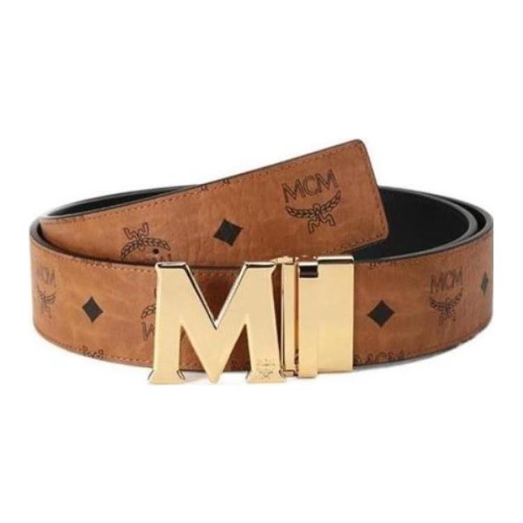 Order MCM Logo Coated Canvas Leather Reversible Belt, Cognac, 4.5cm Wide MXB6AVI04CO001