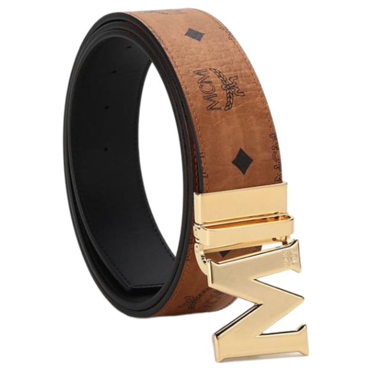 Lookbook MCM Logo Coated Canvas Leather Reversible Belt, Cognac, 4.5cm Wide MXB6AVI04CO001