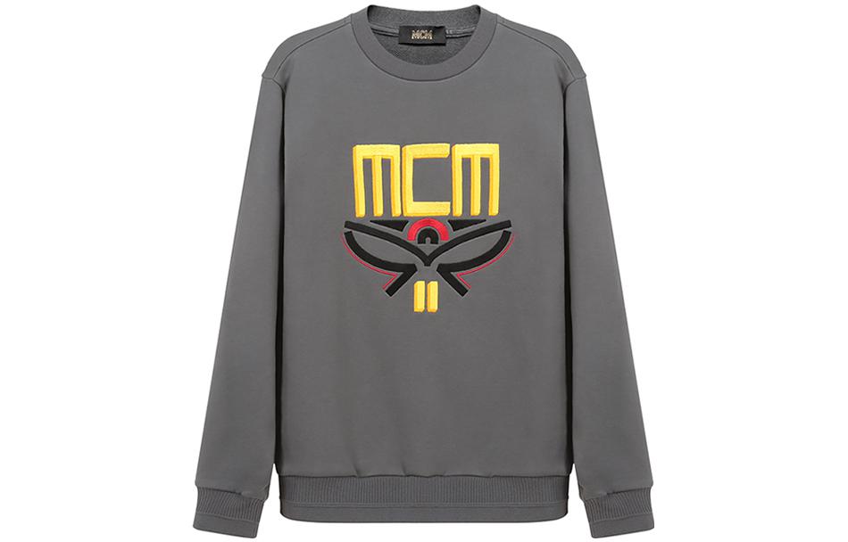MCM Logo Embroidered Crewneck Long Sleeve Sweatshirt Grey (). MHABSMM04EC00