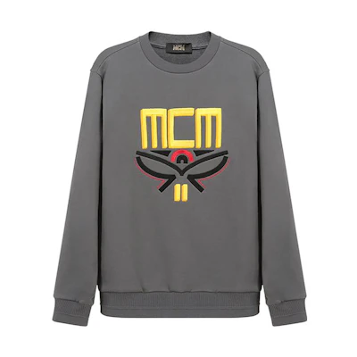 MCM Logo Embroidered Crewneck Long Sleeve Sweatshirt Grey (). MHABSMM04EC00