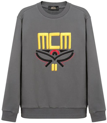 MCM Logo Embroidered Crewneck Long Sleeve Sweatshirt Grey (). MHABSMM04EC00 Order MCM Logo Embroidered Crewneck Long Sleeve Sweatshirt Grey (). MHABSMM04EC00