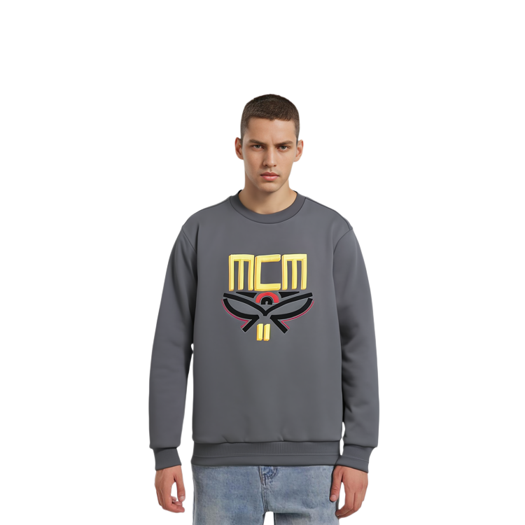 Purchase MCM Logo Embroidered Crewneck Long Sleeve Sweatshirt Grey (). MHABSMM04EC00