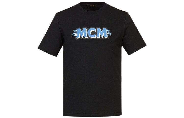MCM Logo Print Crewneck Short Sleeve T-Shirt Black (). MHTBAMM01BK00L