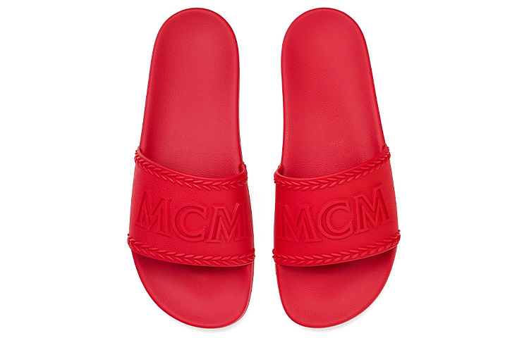 Shop MCM Logo Rubber Slide 'Red' MEXBSMM13R0041