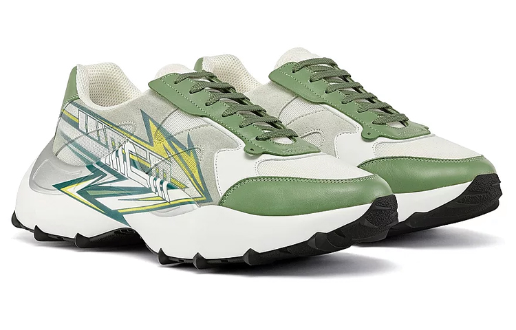 Lookbook MCM Baskets Basses en Cuir ''Blanc Vert'' MEXCASY01JZ