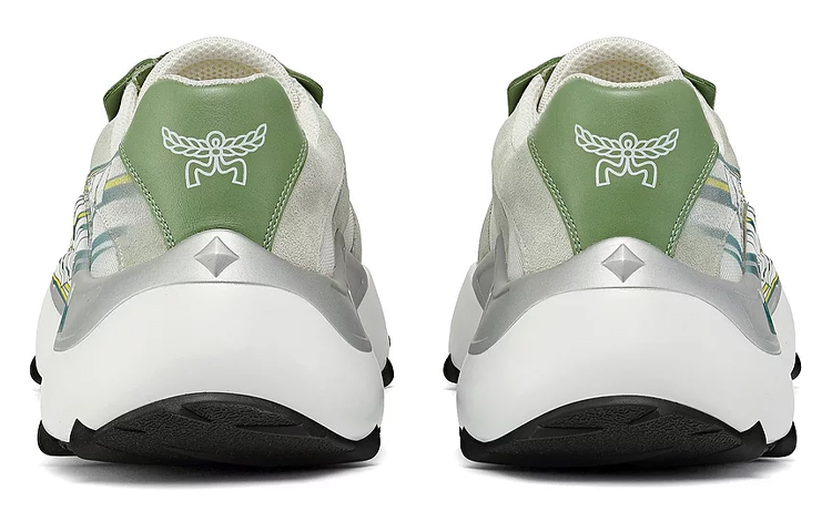 Purchase MCM Baskets Basses en Cuir ''Blanc Vert'' MEXCASY01JZ
