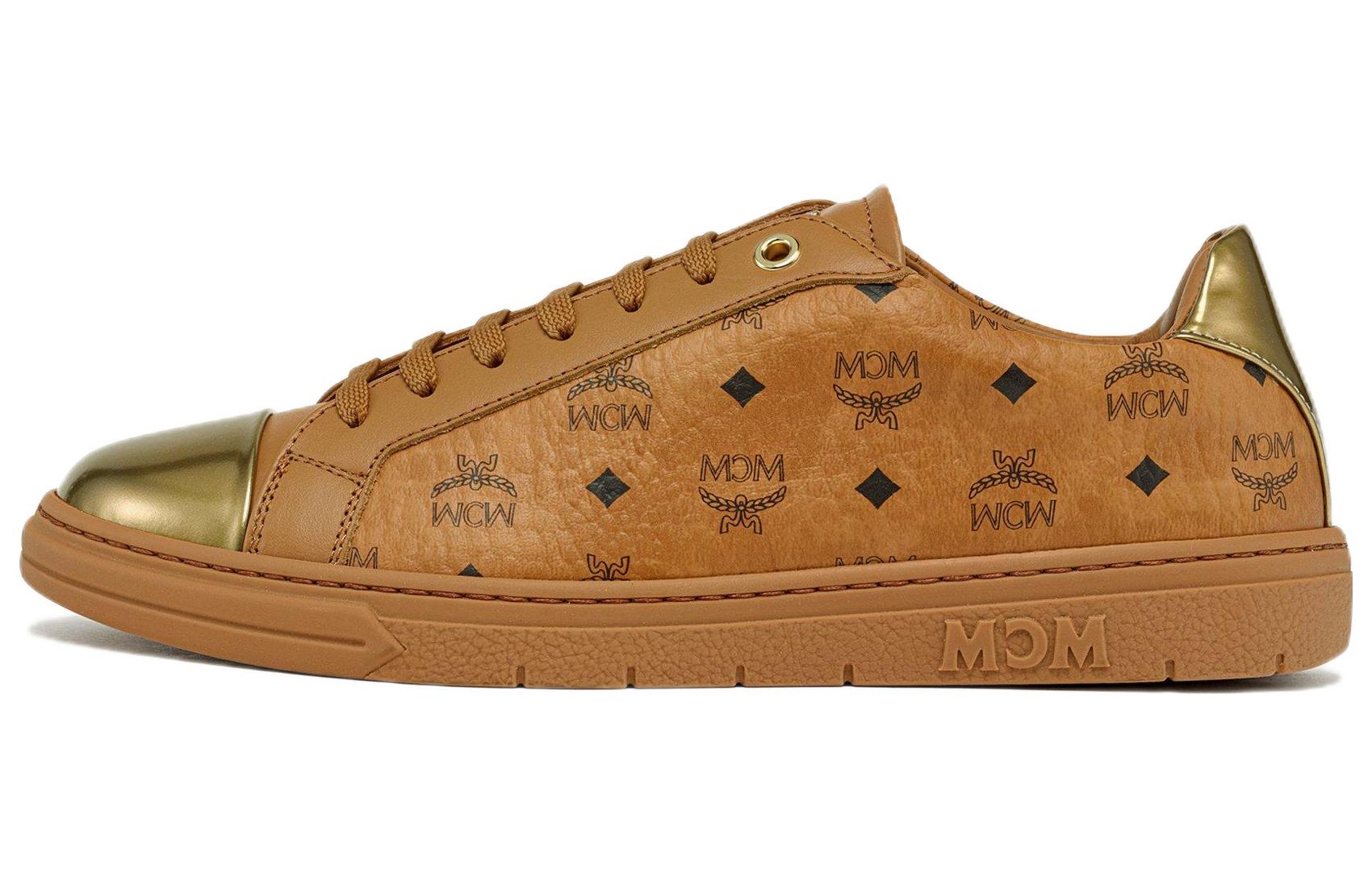 MCM Low-Top Round Toe Fashion Sneakers 'Brown Monogram Leather' MEXDSTD07CO