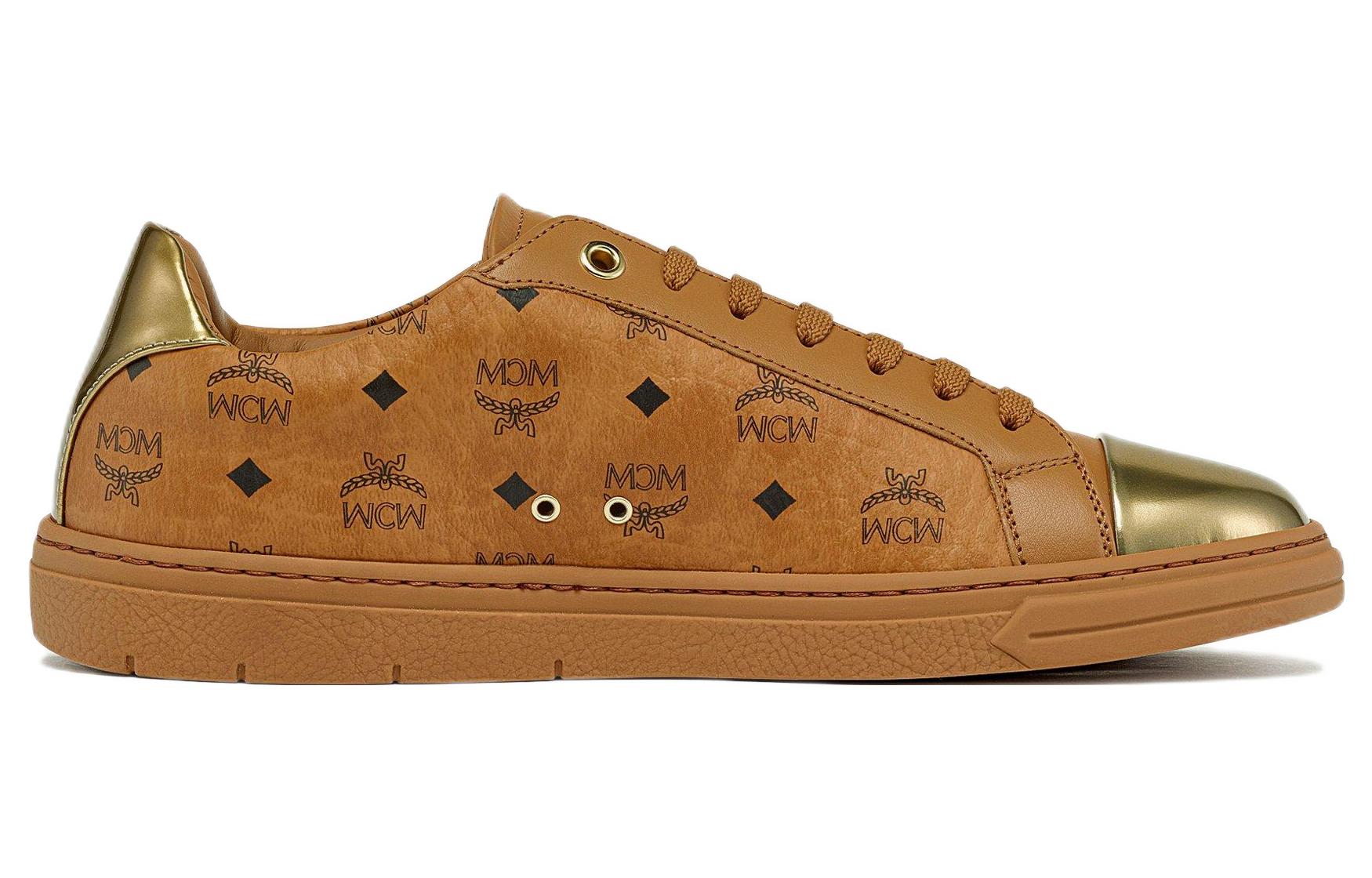 MCM Low-Top Round Toe Fashion Sneakers 'Brown Monogram Leather' 圖 2