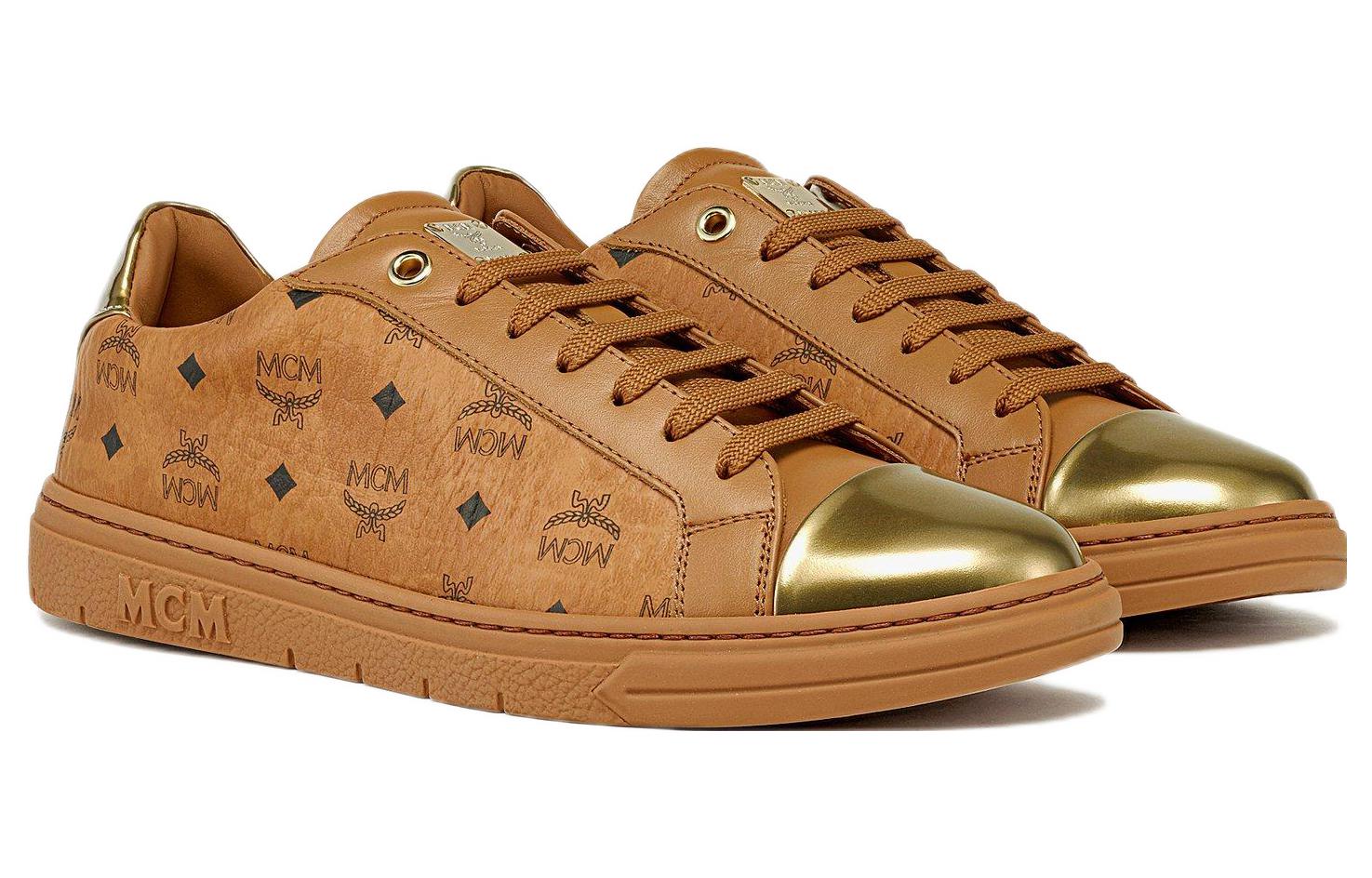 MCM Low-Top Round Toe Fashion Sneakers 'Brown Monogram Leather' 圖 3