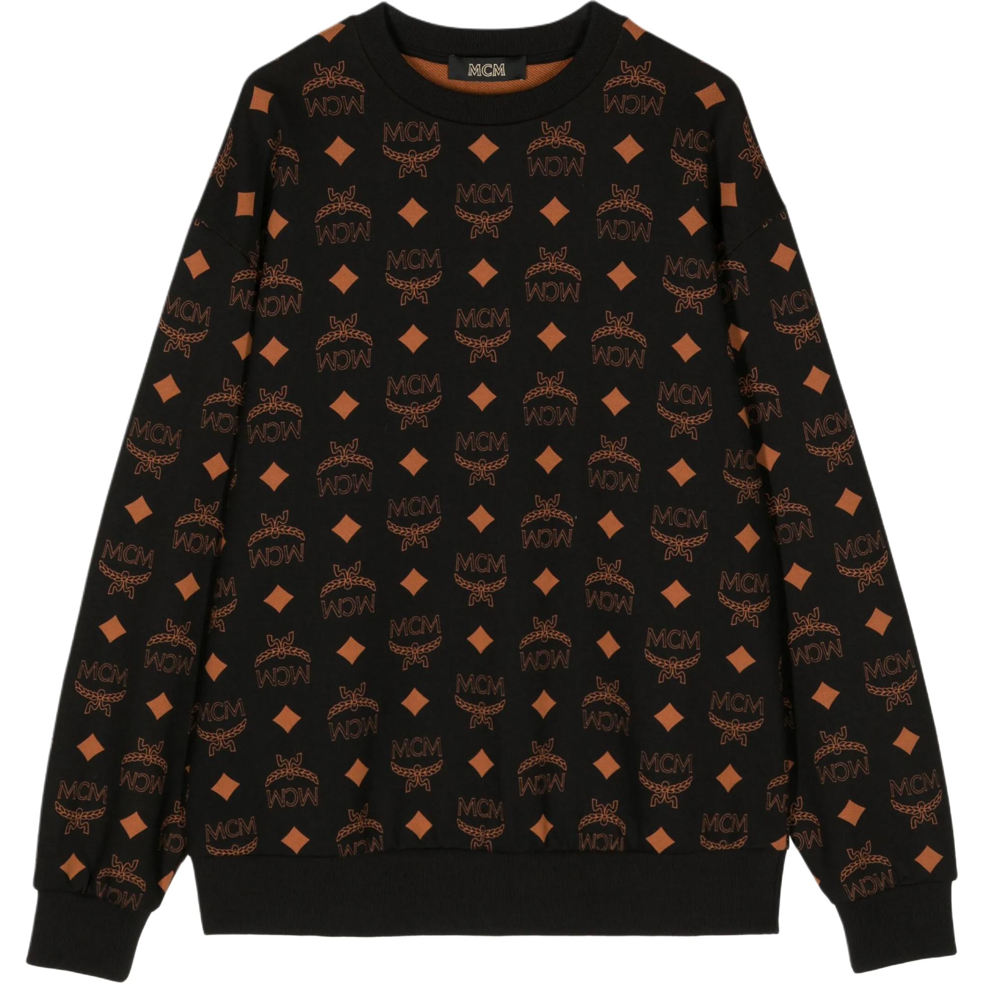 MCM Monogram Print Crewneck Sweatshirt Long Sleeve MHADAMM04BK00L