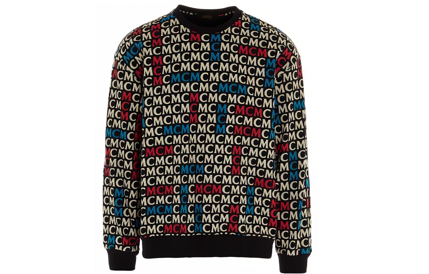 MCM Monogram Print Long-Sleeve Crewneck Sweatshirt Black () MHAAAMD01-MW