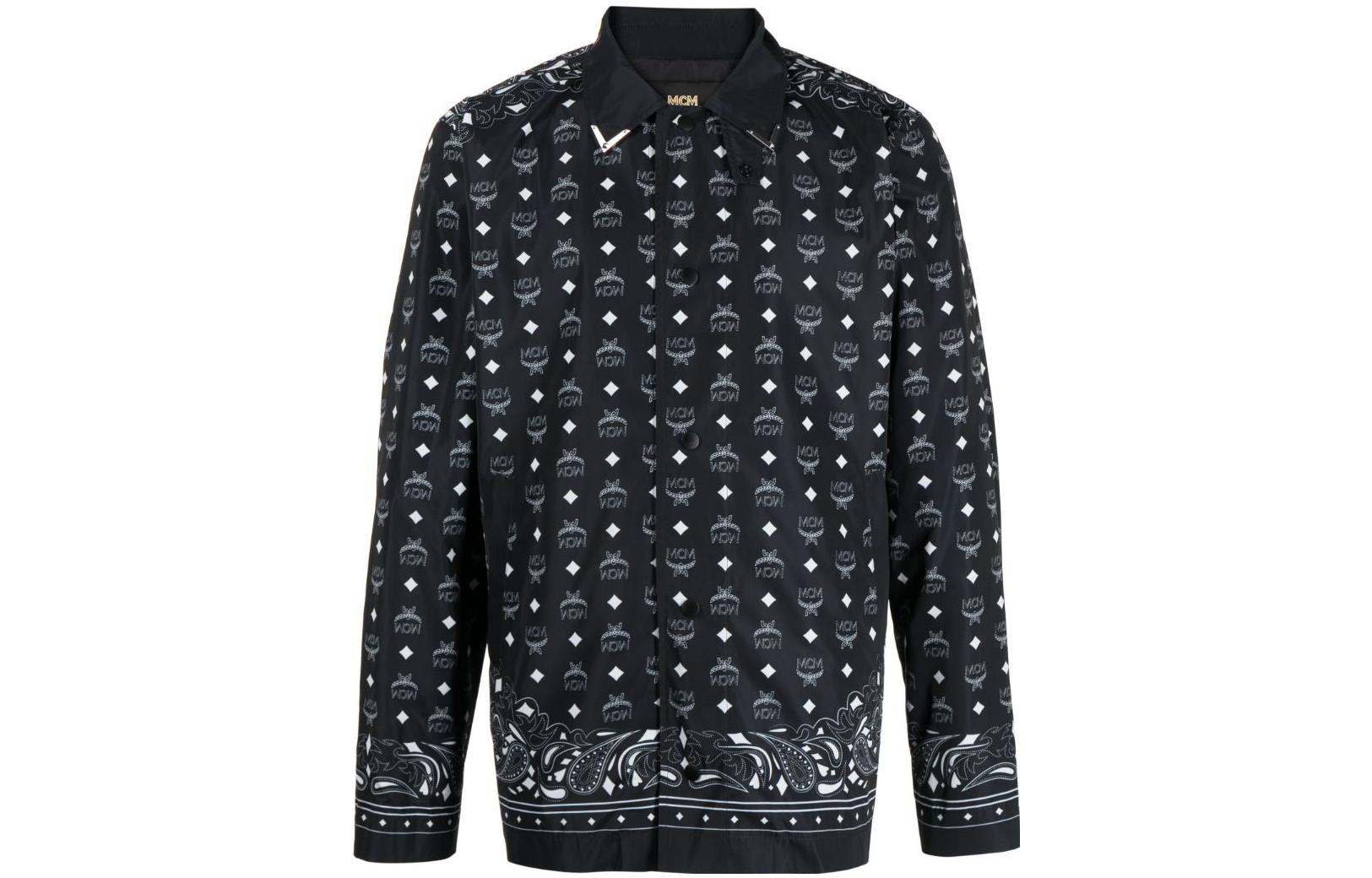 MCM Polka Dot Print Button-Up Jacket Unisex Black MHJDAMM01BK