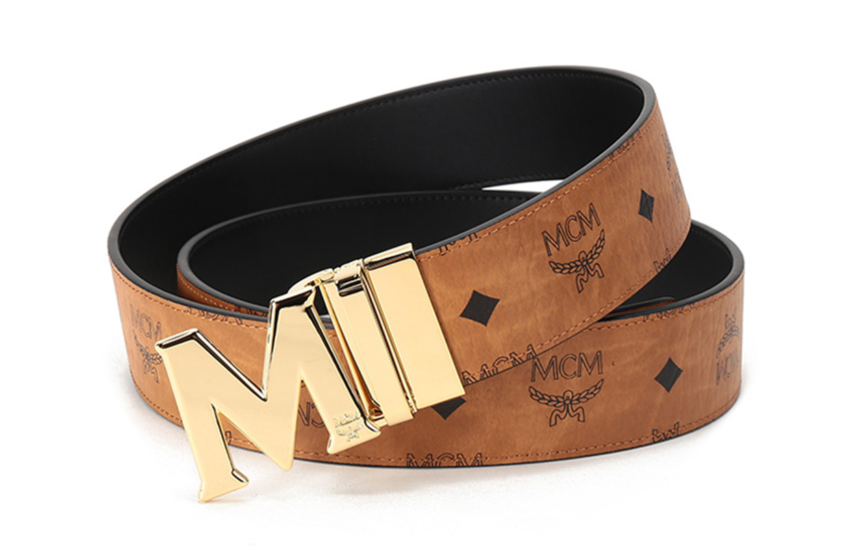 Purchase MCM Reversible Printed Buckle Leather Belt Unisex Black/Cognac 4.3cm Wide. MXBAAVI03CO001