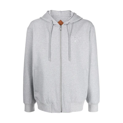 MCM Solid Color Zip-Up Hoodie Jacket - Gray MHJESBC01ET