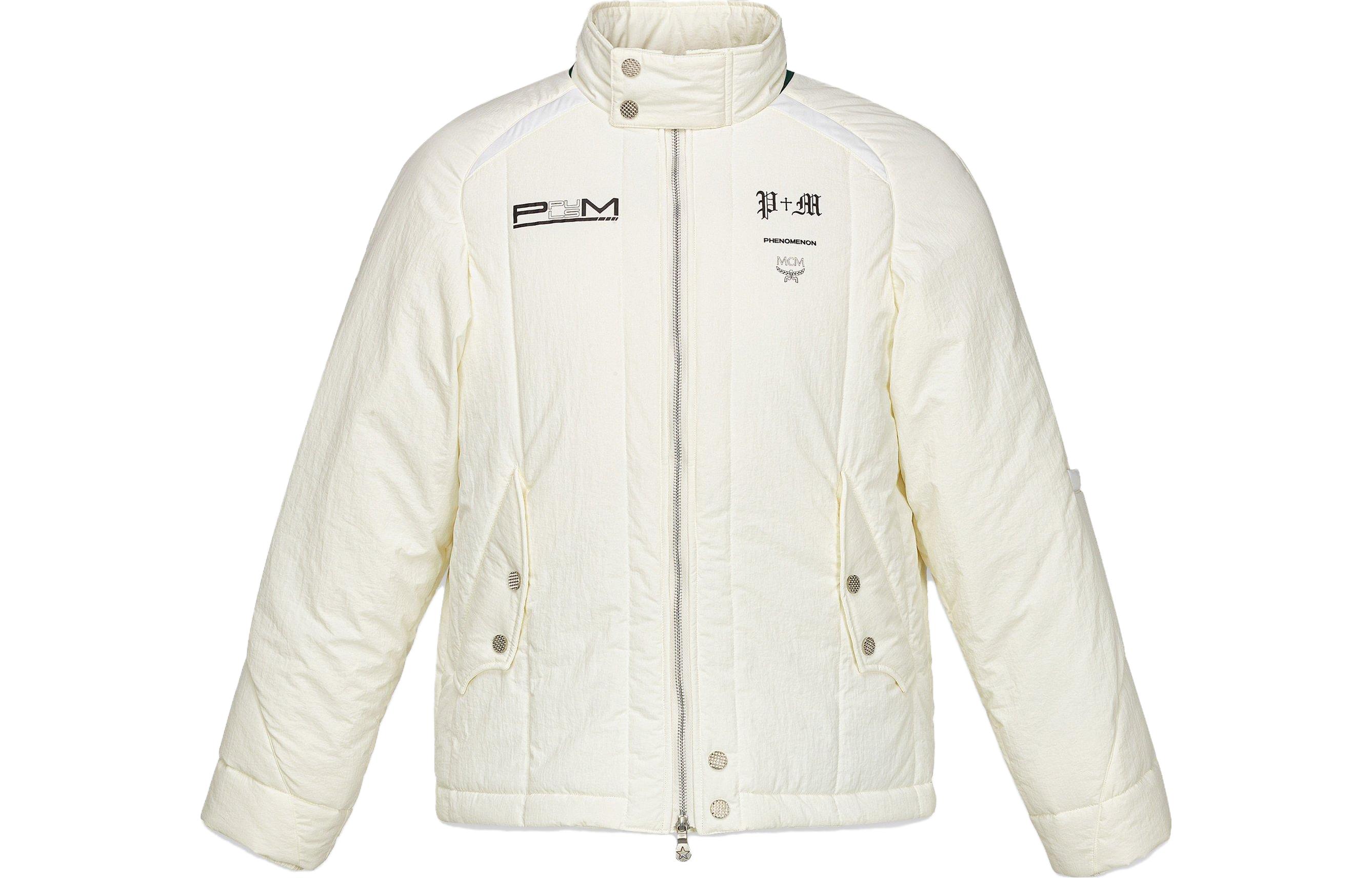 MCM Solid Logo Print Zip Jacket - Off White MHJDAJP01WT00M
