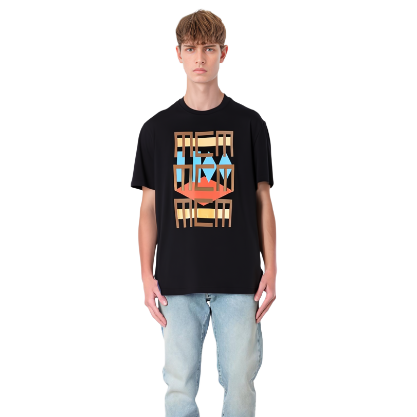 Shop MCM SS21 Graphic Sequin Print Black Short-Sleeve T-Shirt for Men. MHTBSMM08-B2