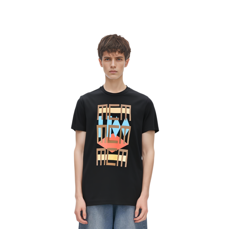 Purchase MCM SS21 Graphic Sequin Print Black Short-Sleeve T-Shirt for Men. MHTBSMM08-B2