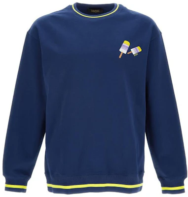 MCM SS22 拼接條紋圖案圓領長袖運動衫 藍色 MHACSMM01L3 Buy MCM SS22 拼接條紋圖案圓領長袖運動衫 藍色 MHACSMM01L3